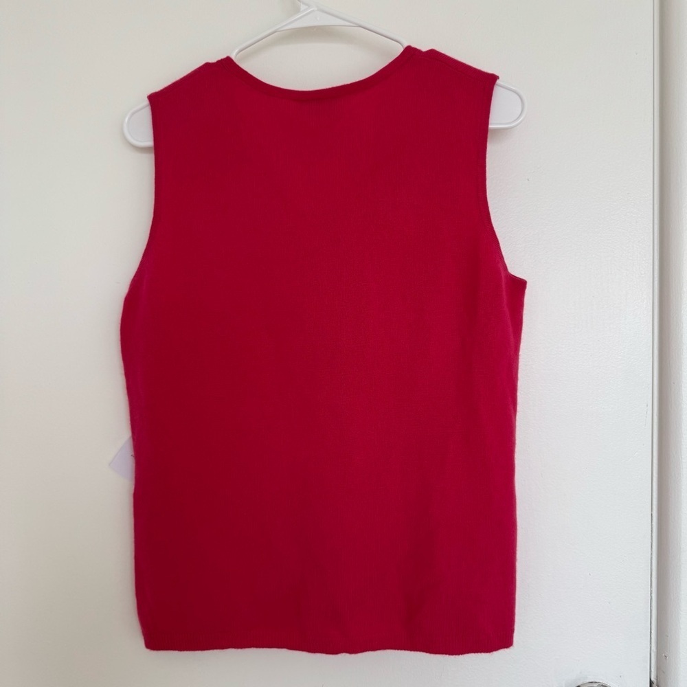 Talbots Sleeveless V-Neck 100% Pure Cashmere Tank in Pink Large - Picture 5 of 6
